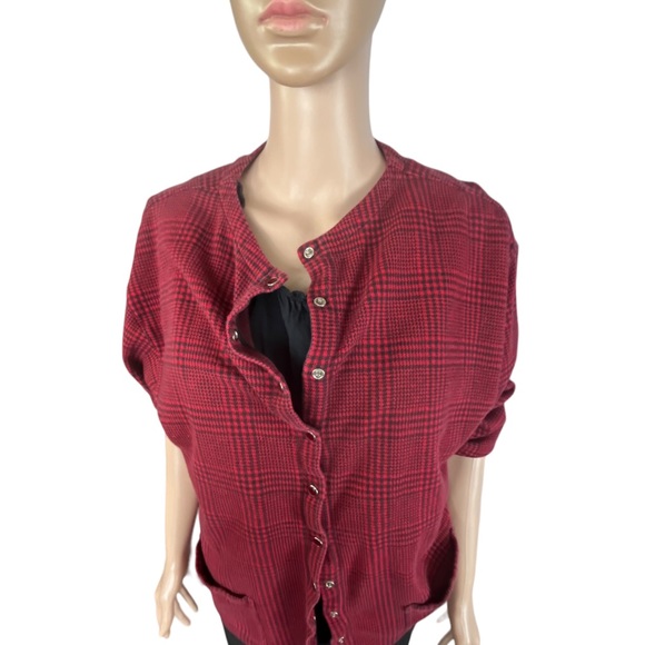 Gap Vintage Mock-Neck Snap-Front Shacket, Red Black | L - Picture 2 of 12